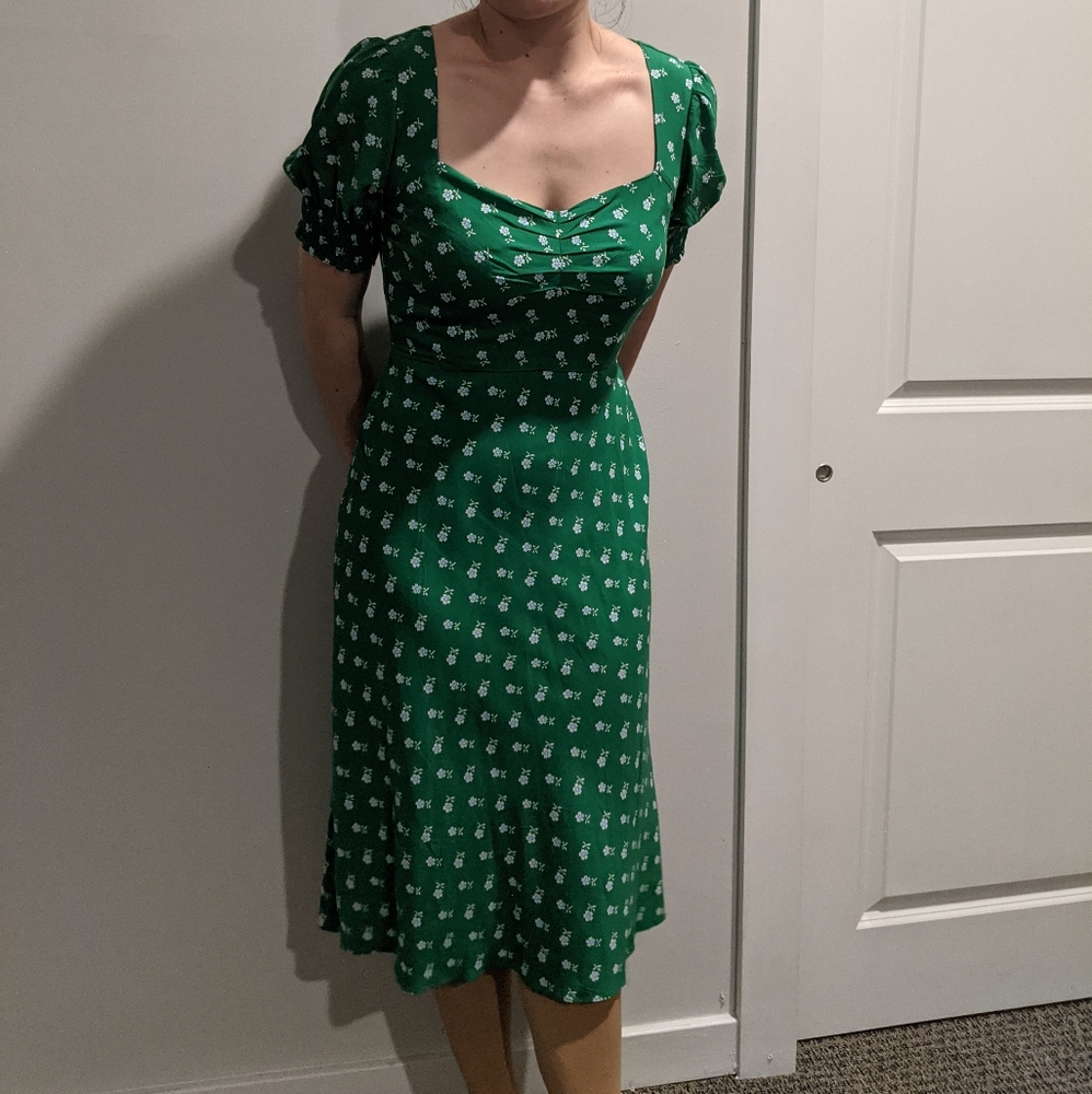NWT J. Crew Green 40s Style Dress Sz 4